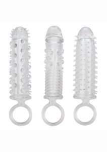 Textured Extension Set Penis Sleeves (3 piece) - Clear