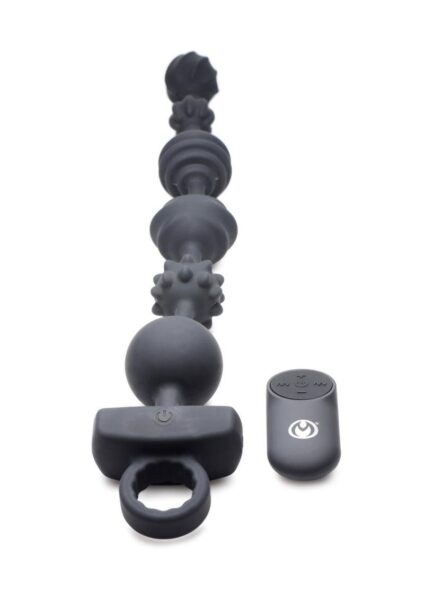 Master Series Vibrating Silicone Anal Beads with Remote Control - Black