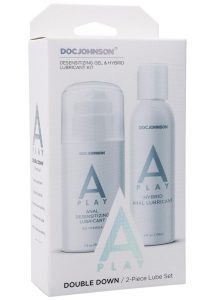 A-Play Double Down Hybrid andamp; Desensitizing Anal Lubricant Set (2 piece)