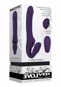 2 Become 1 Rechargeable Silicone Vibrator with Remote Control - Purple