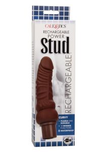 Rechargeable Power Stud Curvy Silicone Vibrator - Brown