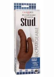 Rechargeable Power Stud Over andamp; Under Silicone Vibrator - Brown