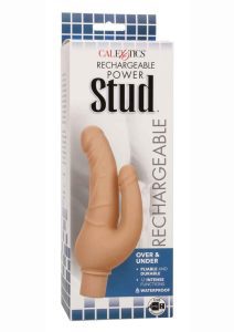 Rechargeable Power Stud Over andamp; Under Silicone Vibrator - Ivory