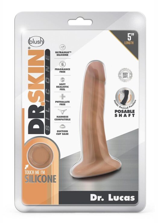 Dr. Skin Silicone Dr. Lucas Dildo with Suction Cup 5.5in - Mocha