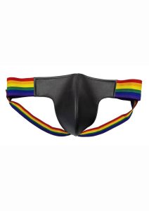 Rouge Leather Jock with Pride Stripes - Xtra Large - Multicolors