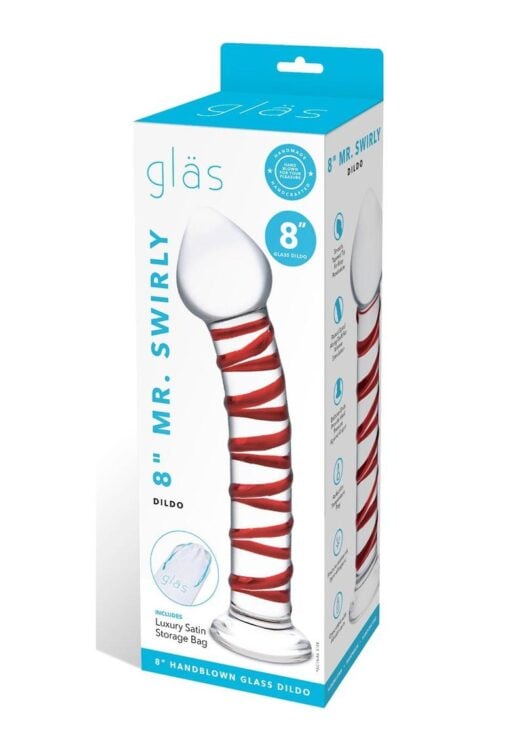 Glas Mr. Swirly Glass Dildo 8in - Clear/Red