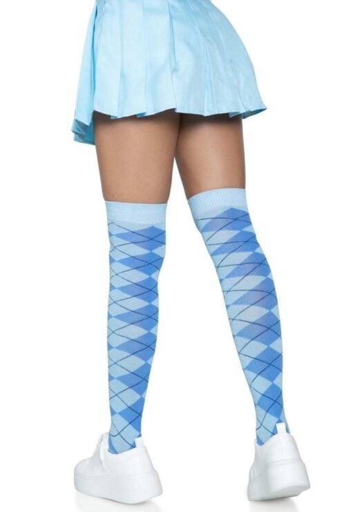 Leg Avenue Argyle Knit Over The Knee Socks - O/S - Blue