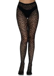 Leg Avenue Zebra Net Tights - O/S - Black