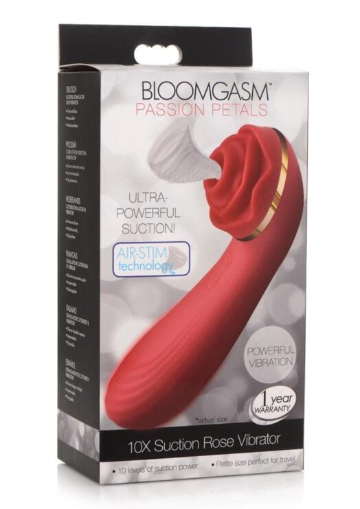 Bloomgasm Passion Petals 10X Rechargeable Silicone Rose Vibrator - Red