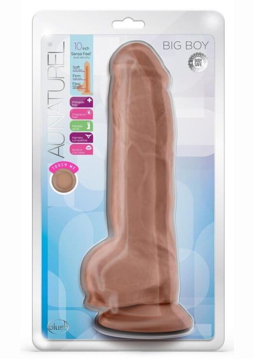 Au Naturel Big Boy Dildo With Balls 10in - Caramel