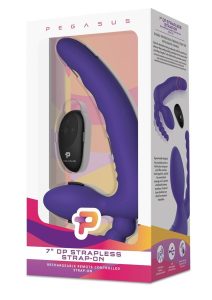 Pegasus Remote Control Strapless D.P. Silicone Strap-On - Purple