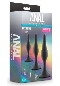 Anal Adventures Platinum Silicone Beginner Plug Kit - Black