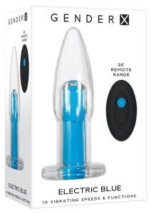 Gender X Electric Blue Silicone Rechargeable Vibrator with Remote Control - Clear/ Blue