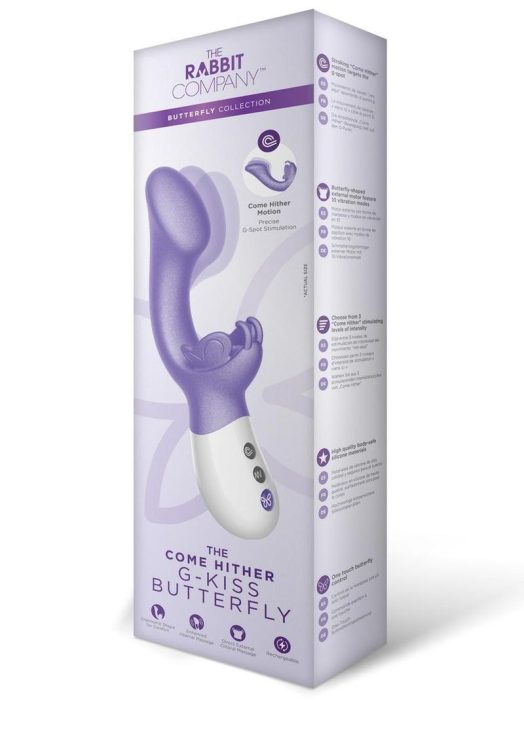 The Come Hither G-Kiss Butterfly Silicone Rechargeable Rabbit Vibrator - Purple