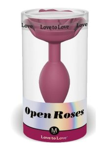 Open Roses Silicone Anal Plug - Medium - Plum Star