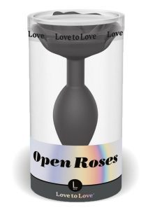 Open Roses Silicone Anal Plug - Large - Black Onyx