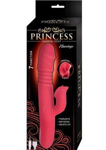 Princess Passion Heat Rechargeable Silicone Warming Vibrator with Clitoral Wheel - Coral