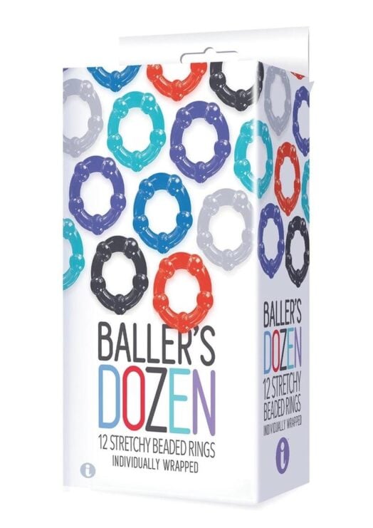 The 9`s - Baller`s Dozen Beaded Cockrings (12 per Pack) - Assorted Colors