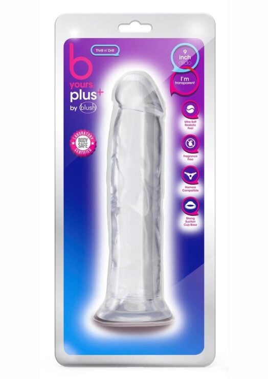 B Yours Plus Thrill n` Drill Realistic Dildo 9.5in - Clear