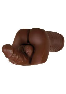 Gender X Backdoor Bash Stroker with Vibrating Cock Ring - Caramel