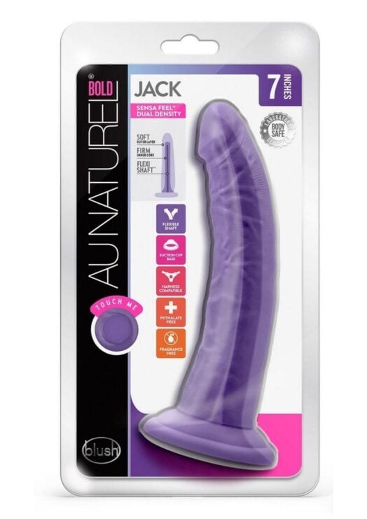 Au Naturel Bold Jack Dildo with Suction Cup 7in - Purple