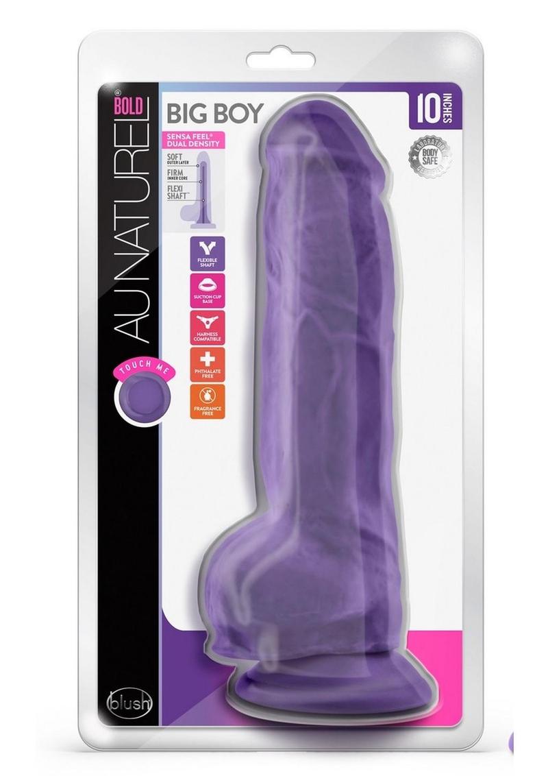 Au Naturel Bold Big Boy Dildo with Suction Cup 10in - Purple |  TabooAdultToys.com