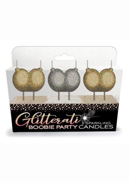 Glitterati Boobie Party Candles (5 per Set) - Black/Gold