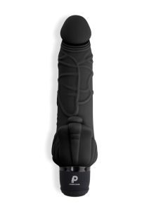 Powercocks Silicone Realistic Vibrator with Clitoral Stimulator 7in - Chocolate