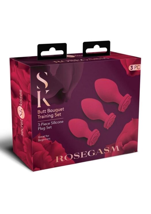 Secret Kisses Rosegasm Butt Bouquet Training Set Silicone Plugs (3 Piece) - Red