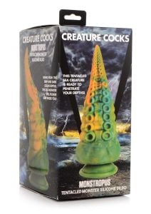 Creature Cocks Monstropus Tentacled Monster Silicone Dildo - Green/Yellow/Blue