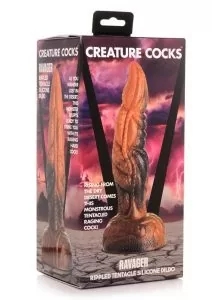 Creature Cocks Ravager Rippled Tentacled Monster Silicone Dildo - Red/Orange/Brown