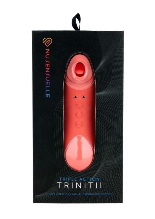 Sensuelle Trinitii Triple Action Suction Flickering Silicone Tongue - Coral