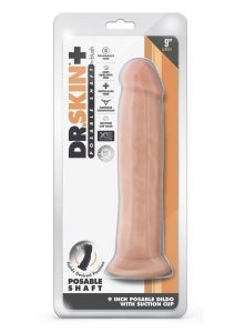 Dr. Skin Plus Thick Posable Dildo with Balls and Suction Cup 9in - Vanilla