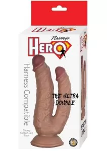 Hero The Ultra Double Dildo with Suction Cup - Chocolate