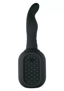 Vibrating Douche Rechargeable Silicone Anal Douche - Black