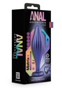 Anal Adventures Matrix Wavy Bling Silicone Plug - Sapphire Blue