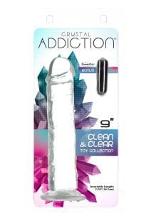 Addiction Crystal Addiction Vibrating Vertical Dong 9in - Clear