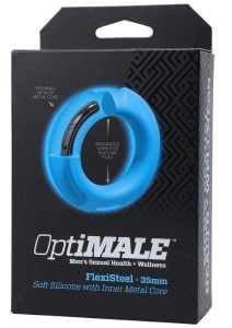 OptiMALE Flexisteel Soft Silicone With Inner Metal Core Cock Ring 35mm - Blue