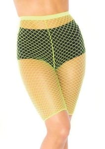 Leg Avenue Industrial Net Biker Shorts - O/S - Neon Yellow