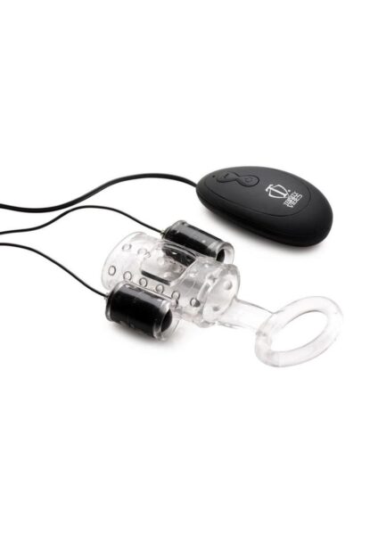 Trinity Men 20X Dual Cock Teaser with Cock andamp; Ball Ring - Clear