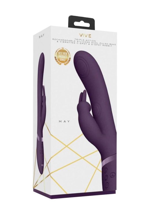 Vive May Dual Pulse-Wave andamp; Vibrating C-Spot andamp; G-Spot Rechargeable Silicone Rabbit - Purple