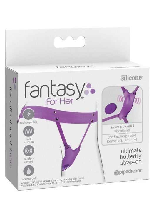 Fantasy For Her Ultimate Butterfly Silicone Strap-On with Remote Control - Purple