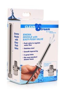 CleanStream Enema Nozzle Stainless Steel with Push Valve