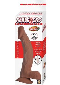 Realcocks Dual Layered Bendable Dildo 9in - Chocolate