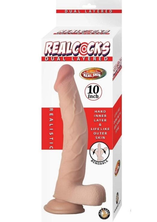 Realcocks Dual Layered Bendable Dildo 10in - Vanilla