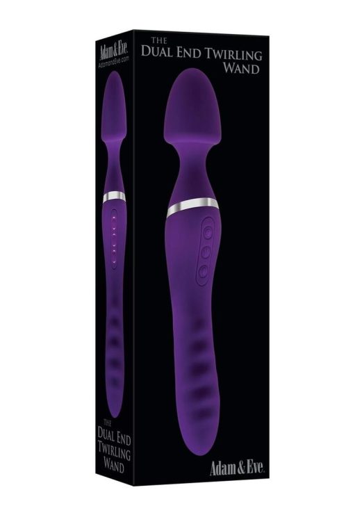 Adam and Eve The Dual End Twirling Wand Rechargeable Silicone Heating Vibrator - Purple