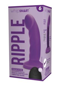 WhipSmart Curved Ripple Remote Control Silicone Rechargeable G-Spot/P-Spot Dildo 6in - Purple