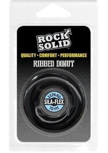 Rock Solid Ribbed Donut Silicone Cock Ring - Black