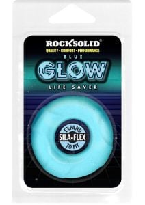 Rock Solid Lifesaver Glow in the Dark Silicone Cock Ring - Blue