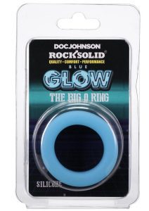 Rock Solid The Big O Glow in the Dark Silicone Cock Ring - Blue/Black